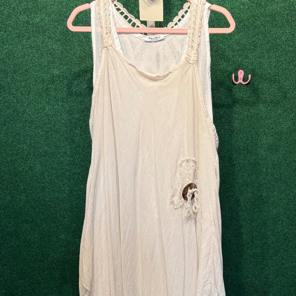204 NWOT Made in Italy, Cotton Dress, Handkerchief Hem